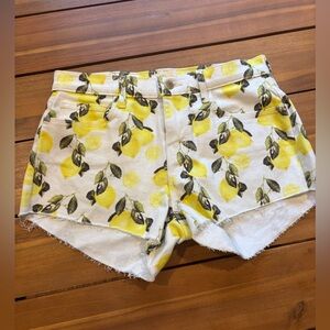 NWT L'AGENCE Womens Audrey Mid Rise Shorts - Ivory/Yellow Lemons Size 25